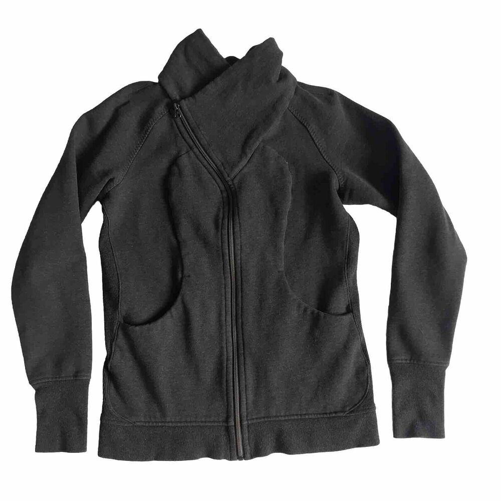 Lululemon Womens Size 8 Dark Gray Asymmetrical Scuba Full Zip Jacket High Collar